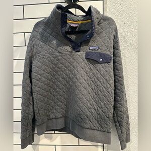 Patagonia Gray Quilted Pullover Navy Trim | Men’s Organic Cotton Quilt Snap-T M